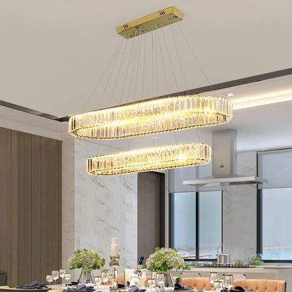 DecorBites™ Crystal LED Chandelier: Modern Luxury Lighting for Living & Dining Room