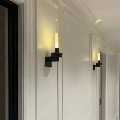 DecorBites™ Clear Glass Black Metal Wall Light for Stairs, Aisle, Parlor, Bedroom - 3000K