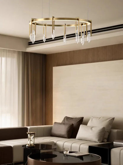 DecorBites™ Bronze LED Crystal Hanging Lamp Luxury Fixture for Living Room