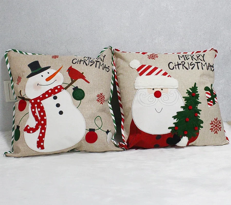 DecorBites™ Christmas Embroidered Pillowcase 45x45cm - Festive Home Decorative Cushions