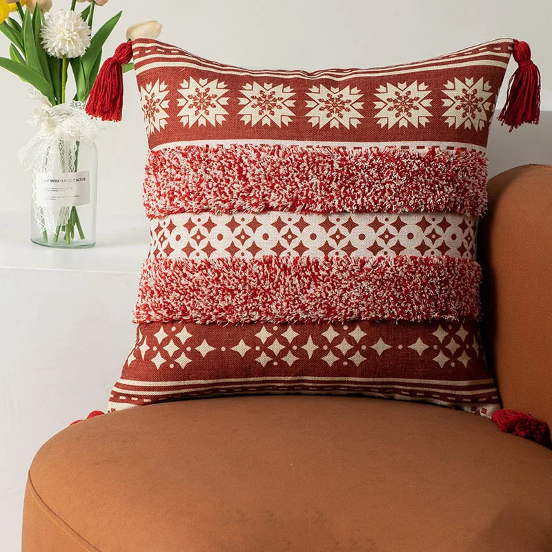DecorBites™ Bohemian Floral Throw Pillow Cover with Tassels