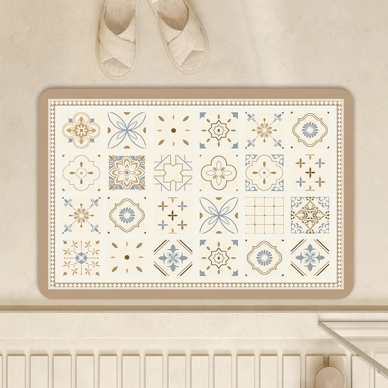 Decobites Diatom Ooze Absorbent Bathroom Mat: Vintage Style, Anti-Slip, Easy to Clean