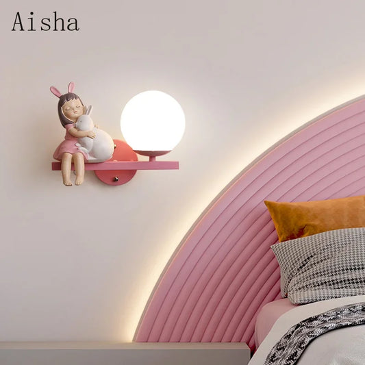 DecorBites™ Children's Room Bedside Lamp: Creative Cartoon Eye Protection Led Wall Art Sconce