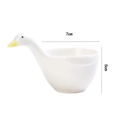 DecorBites™ Little Goose Ceramic Snack Bowl with Handle for Kids, Dessert, Sauce