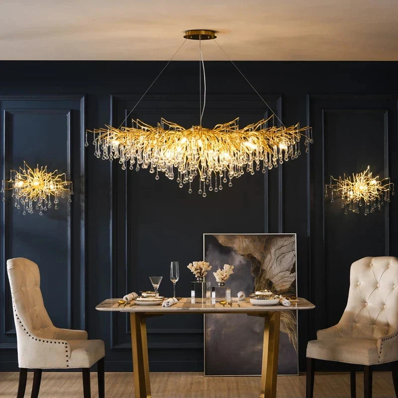DecorBites™ Crystal Chandelier: Modern LED Luxury for Living Room Decor & Lighting