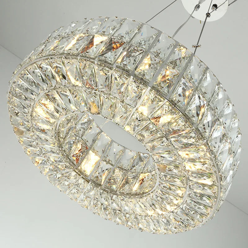 DecorBites™ Gold K9 Crystal LED Ring Chandelier Pendant Light for Home Decor