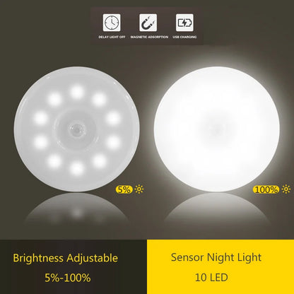 DecorBites™ LED Motion Sensor Nightlight | USB Rechargeable Wall Lamp for Stairs & Closet