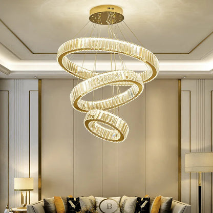 DecorBites™ Crystal Chandelier: LED Dimmable Pendant Light for Stairs, LED Luminaria Fixture