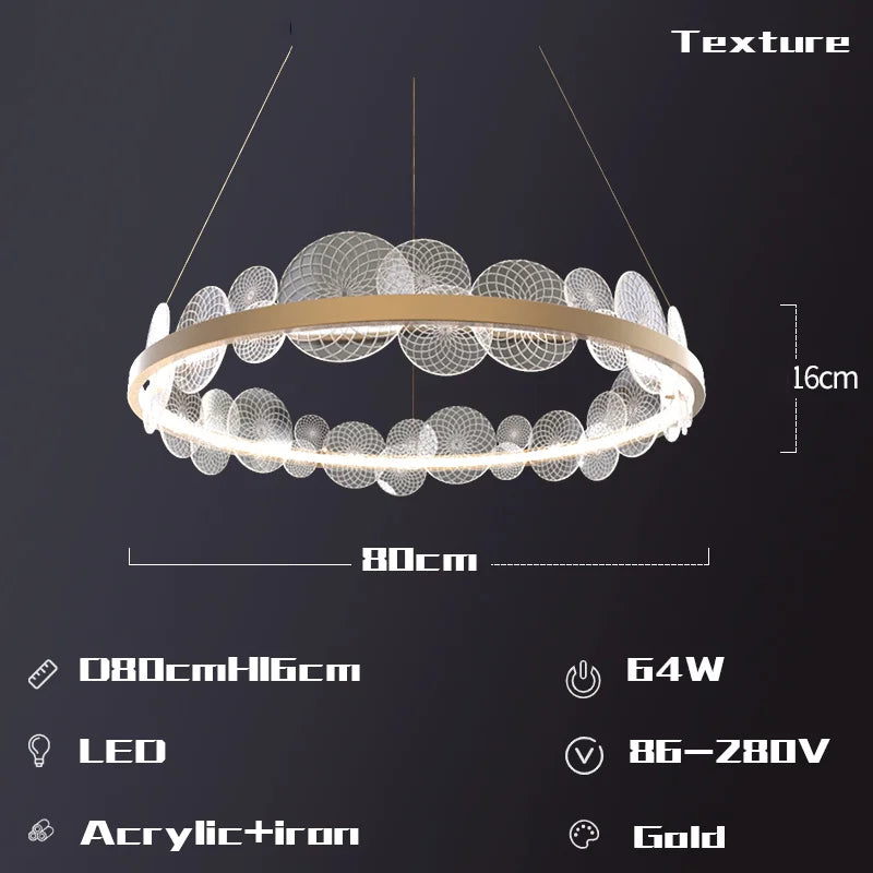 DecorBites™ Frost Texture LED Ring Chandelier for Living Room Office Ceiling