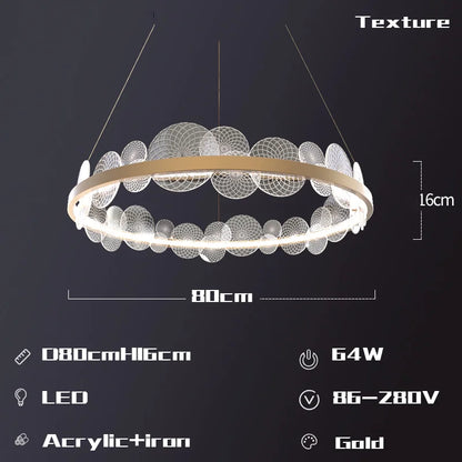 DecorBites™ Frost Texture LED Ring Chandelier for Living Room Office Ceiling