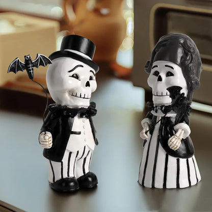DecorBites™ Cartoon Skeleton Gentleman Bat Halloween Statue Home Decor Figurine