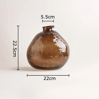DecorBites™ Brown Glass Vase Hydroponics Plant Pot for Table Decoration and Floral Arrangements