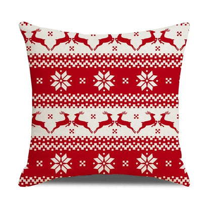 DecorBites™ Christmas Elk Pillowcase 45x45cm Farmhouse Red Letter Design