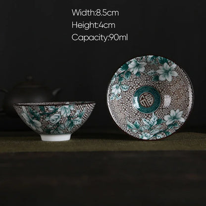 DecorBites™ Blue and White Porcelain Hand-Painted Tea Cups - Set of 1