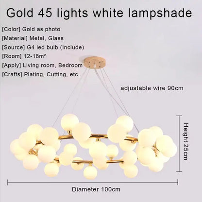 DecorBites™ Gold LED Chandelier, Modern Pendant Light for Living Room, Kitchen, Bedroom, Dining Room
