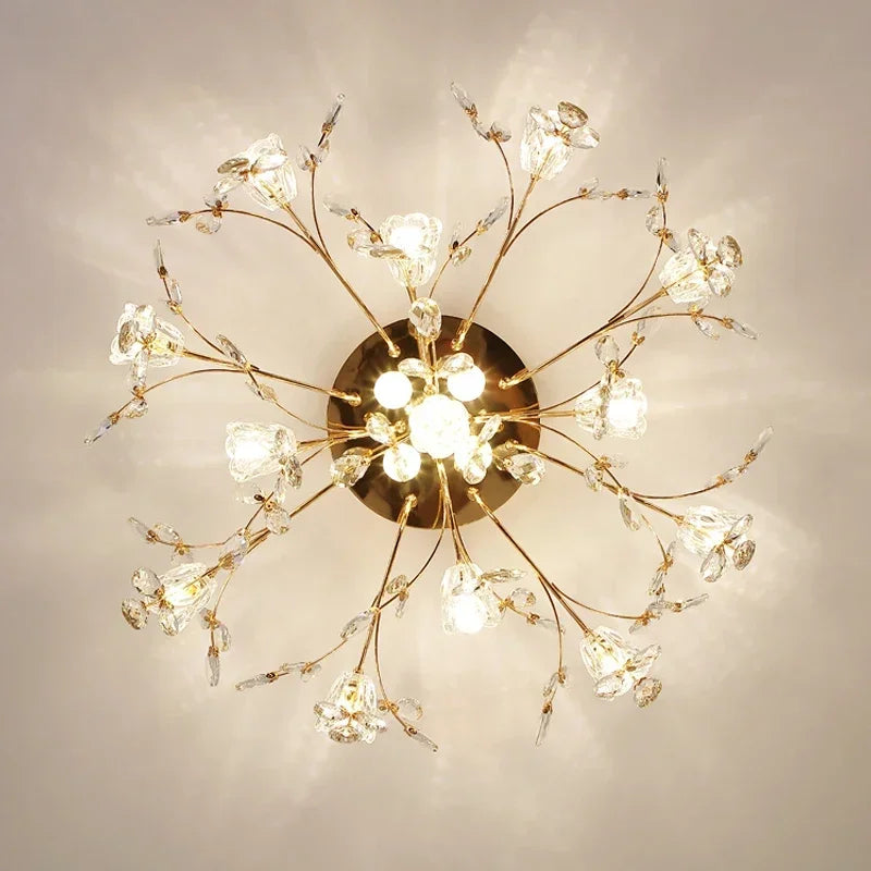 DecorBites™ Glass Flower Chandelier Ceiling Lamp - Nordic Crystal Branch Tree Lighting for Living Room and Bedroom