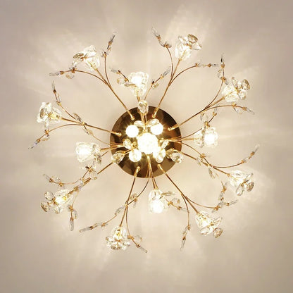 DecorBites™ Glass Flower Chandelier Ceiling Lamp - Nordic Crystal Branch Tree Lighting for Living Room and Bedroom