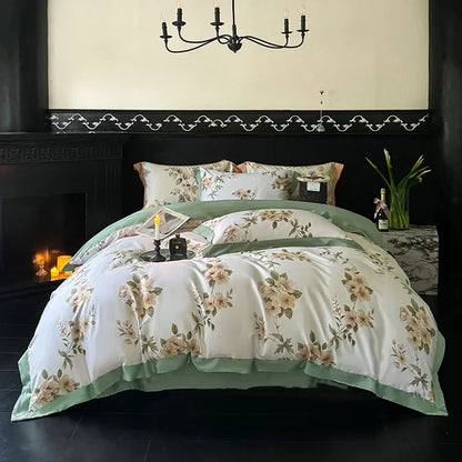 DecorBites™ Egyptian Cotton Bedding Set: Queen King Full Size Sheet Pillowcase Comforter Cover