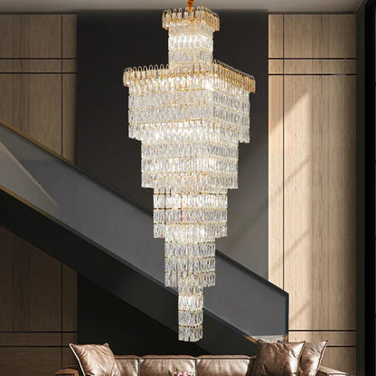 DecorBites™ Crystal Luxe Living Room Chandelier - Modern & Elegant Hall Staircase Lighting