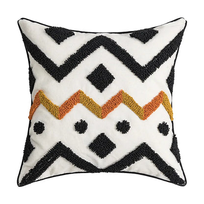 DecorBites™ Ethnic Style Black Tassel Cushion Cover for Modern Home Sofa Décor