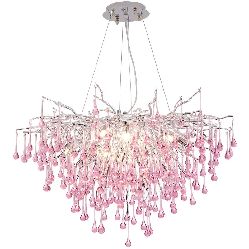 Decorbites™ Kinder-Rosa-Kristall-Kronleuchter: Bunte Chrom-Deckenleuchte für das Mädchenzimmer