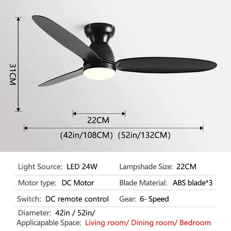 DecorBites™ LED Ceiling Fan with Remote Control - American Modern Design - Ceiling Light Fan