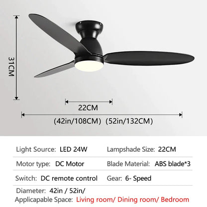DecorBites™ LED Ceiling Fan with Remote Control - American Modern Design - Ceiling Light Fan