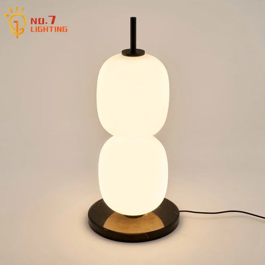 Lámpara de mesa DecorBites™ con forma de calabaza de cristal, base de mármol, iluminación LED moderna para interiores