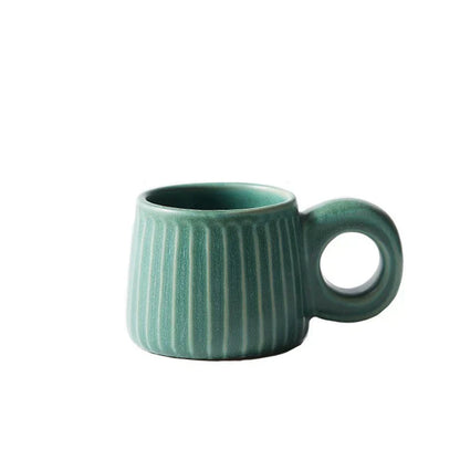 DecorBites™ Handmade Nordic Ceramic Mug with Ring Handle - Retro Style