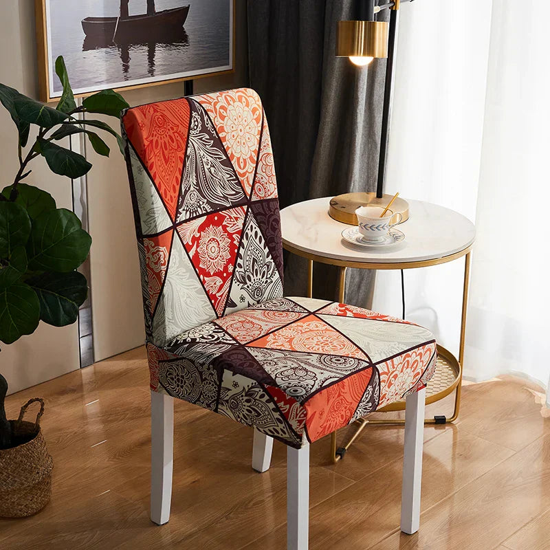 Decobites Stretch Print Chair Cover - Elastic Seat Slipcover