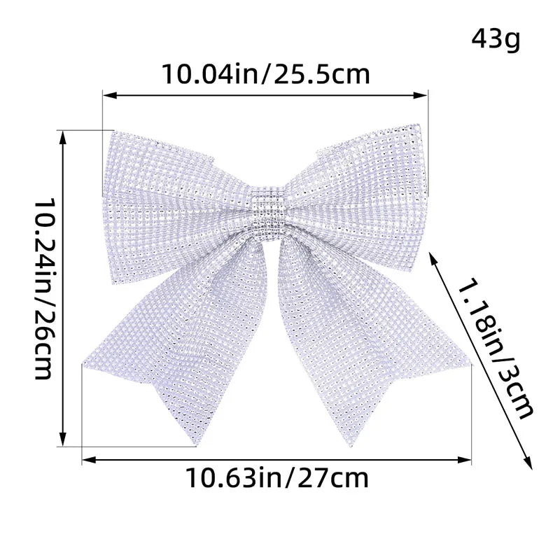 DecorBites™ Diamond Bow Pendant x2 Holiday Tree Decoration Shimmering Sparkling Ornament