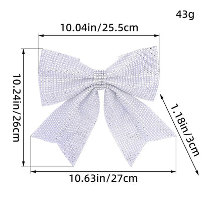 DecorBites™ Diamond Bow Pendant x2 Holiday Tree Decoration Shimmering Sparkling Ornament