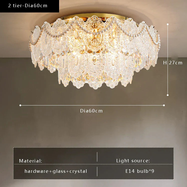 DecorBites™ Gold Pearl Pendant Chandelier - Living Room & Bedroom Decor