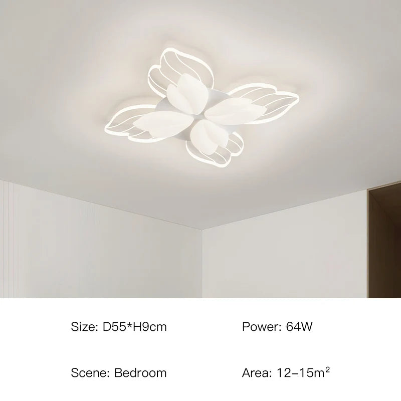 DecorBites™ LED Flower Chandelier White Ceiling Lamp for Bedroom Living Room Decor