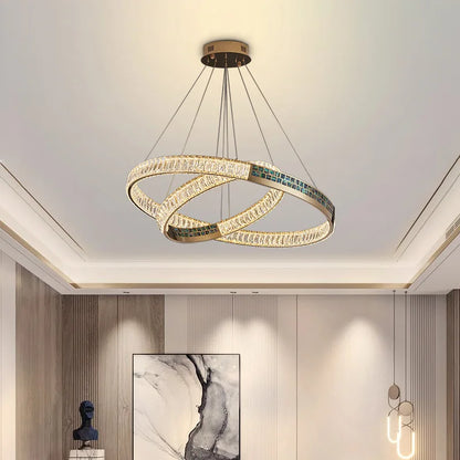 DecorBites™ Crystal Ring Ceiling Chandelier | Stainless Steel | Luxury Home Decor