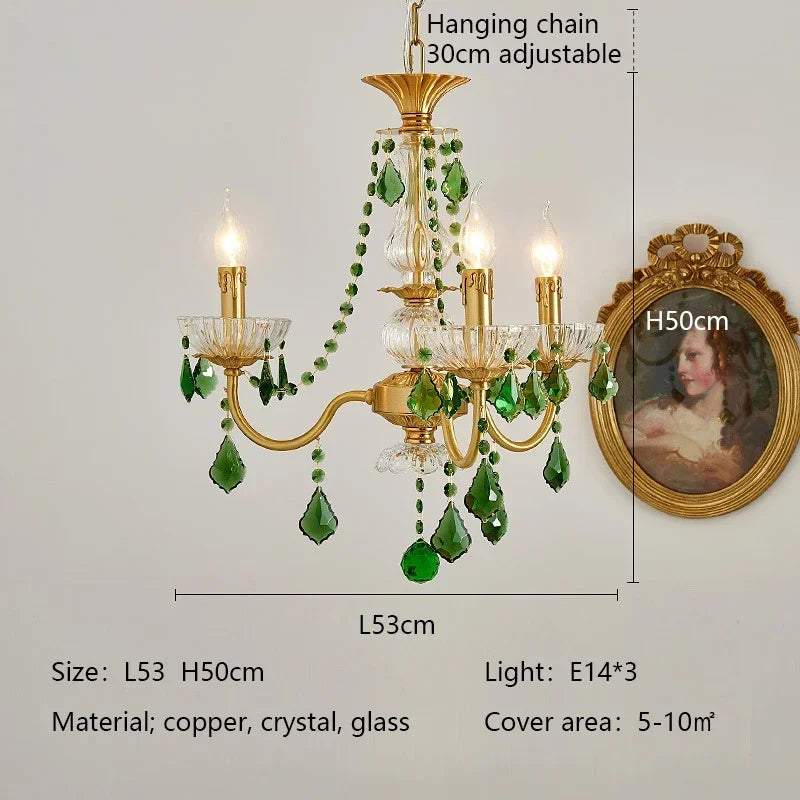 DecorBites™ Green Crystal Chandelier for Living Room - Bohemian Style LED Pendant Lighting
