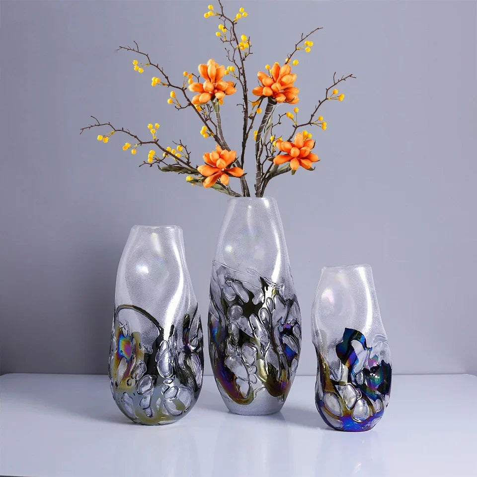 DecorBites™ Gradient Glass Vase for Home Decor and Floral Arrangements
