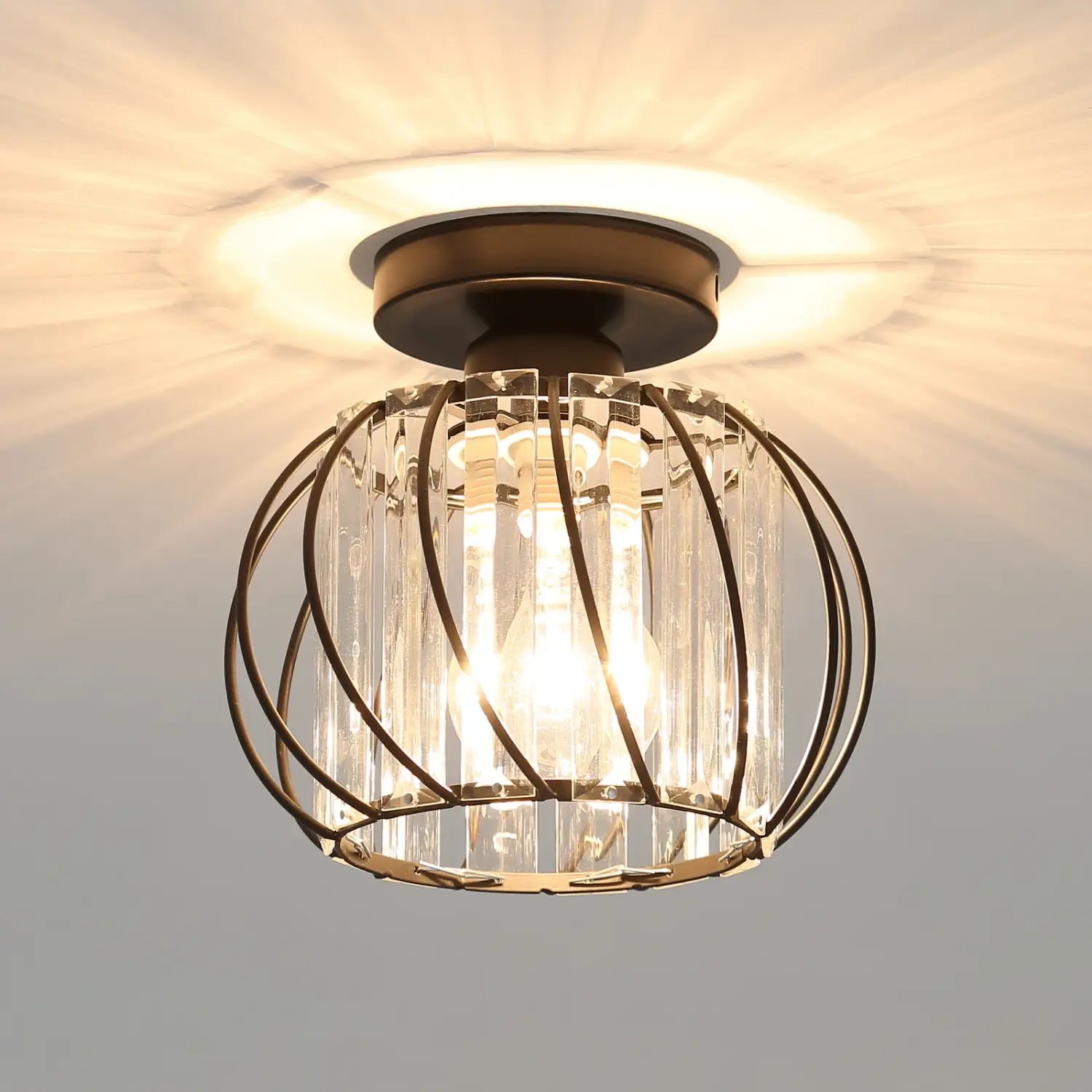 DecorBites™ Small Metal Cage Farmhouse Ceiling Light