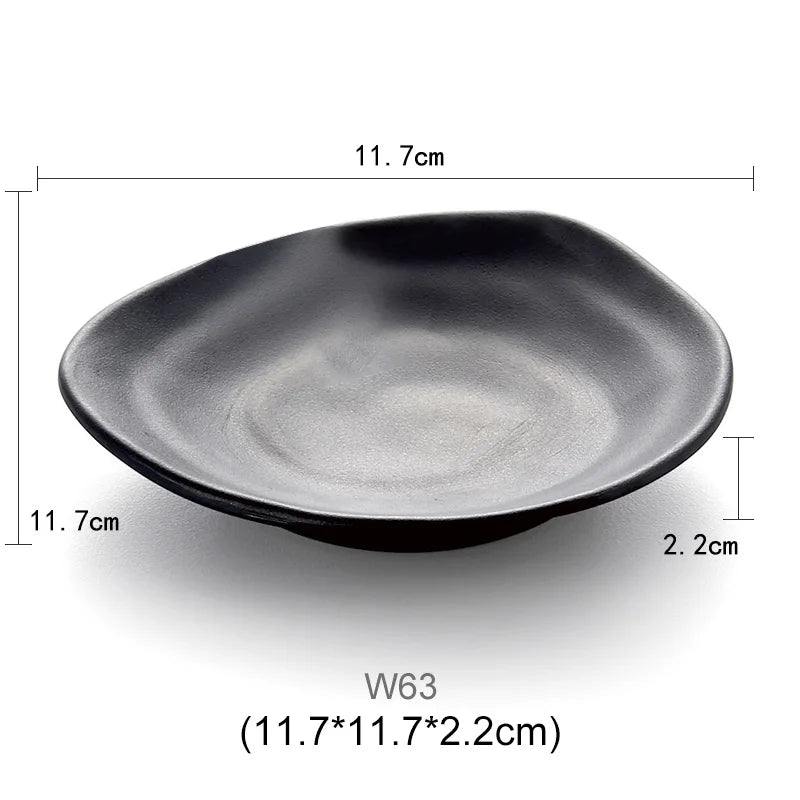 طقم أطباق وأطباق صلصة غمس بلاستيكية من الميلامين الأسود من DecorBites™ - عبوة من 4 قطع