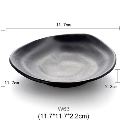 طقم أطباق وأطباق صلصة غمس بلاستيكية من الميلامين الأسود من DecorBites™ - عبوة من 4 قطع