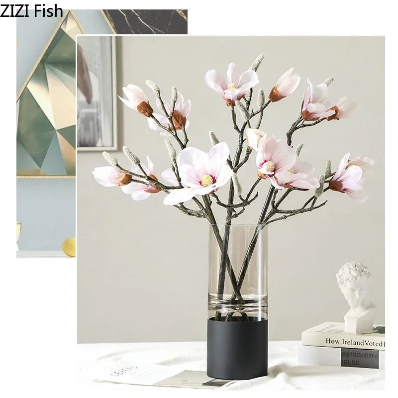 Jarrón de Vidrio Dorado™ Decorbites Decoración Clara para Escritorio Arreglo Floral Hidropónico Maceta para Brotes y Flores