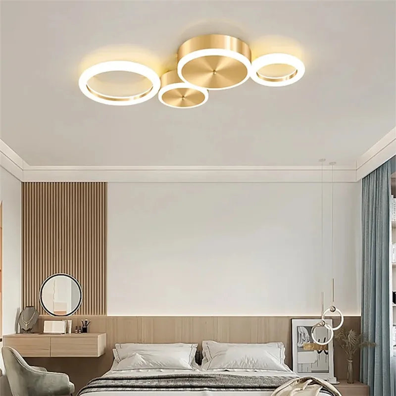 DecorBites™ LED Gold Ring Chandelier for Living Room Bedroom Dining Room