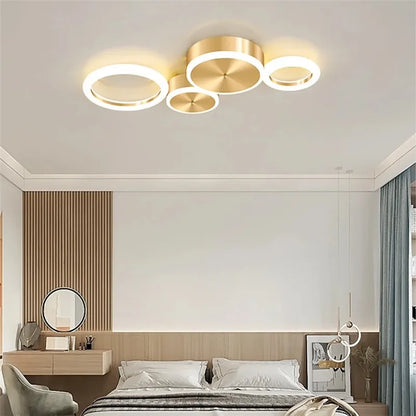 DecorBites™ LED Gold Ring Chandelier for Living Room Bedroom Dining Room