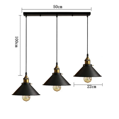 Black Vintage Metal Multi-Head Pendant Light