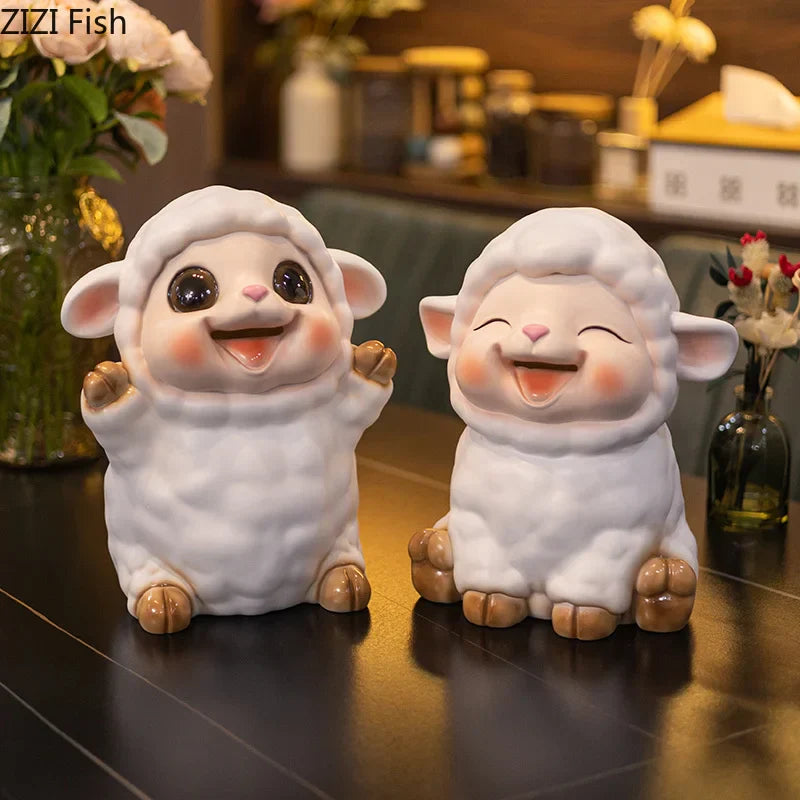 DecorBites™ Little Lamb Child Savings Jar Piggy Bank Aesthetic Desk Ornament Sculpture