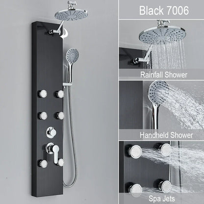 DecorBites™ Rainfall Shower Panel with Storage Rack and Massage Jets