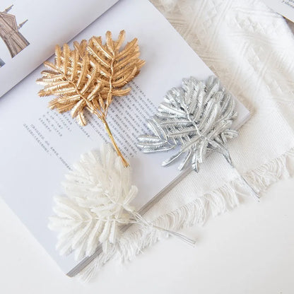 DecorBites™ Gold Palm Leaves Vase: Artificial Plants for Home Decoration, Christmas, Wedding