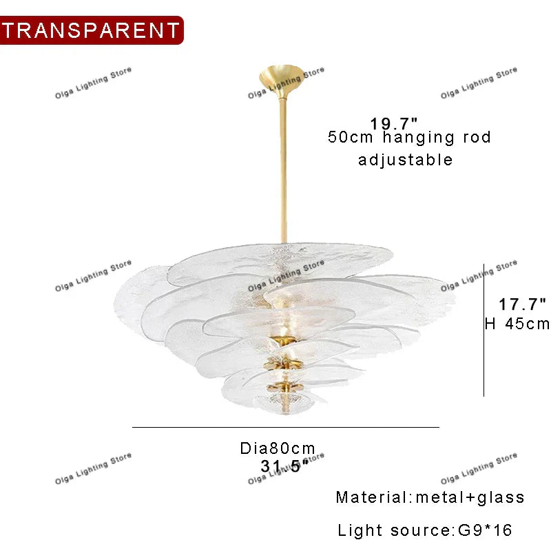 Decorbites™ Grüne Blatt Glas Deckenleuchter - Elegante Vintage-Lüster für Wohnzimmer- und Esszimmer-Dekoration