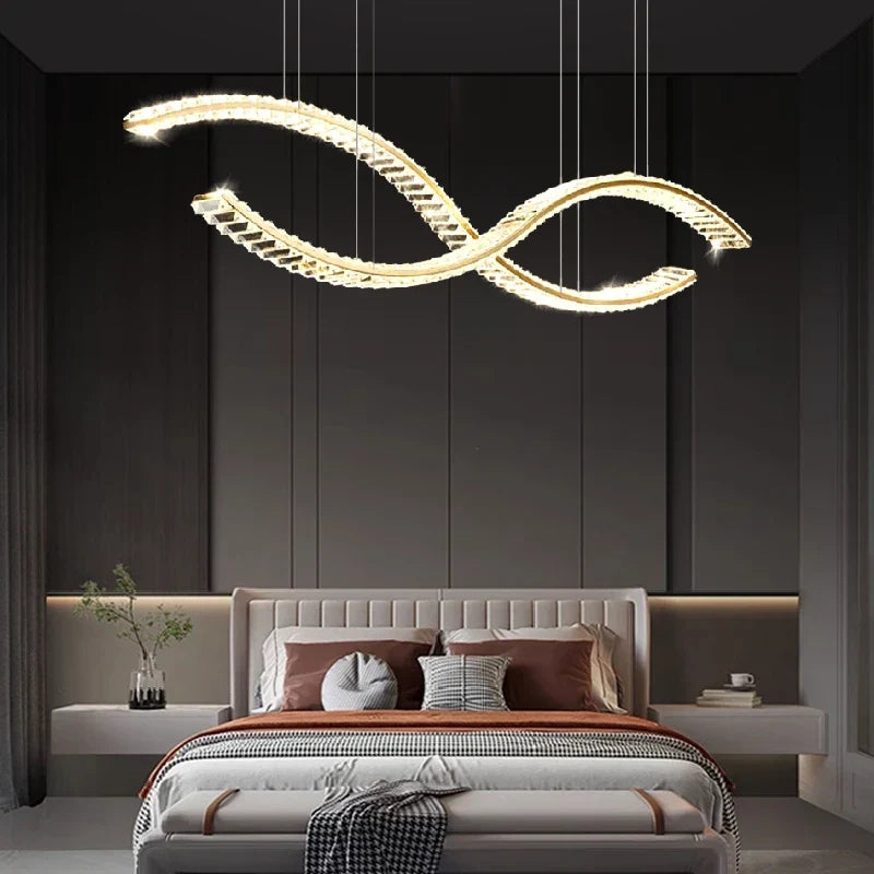 DecorBites™ Crystal Chandelier Pendant Lamp Hanging Light for Living Room