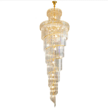 DecorBites™ Gold Crystal Duplex Building LED Chandeliers - Luxury Staircase Decoration